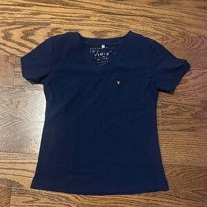 XS poppy navy blue scrub top